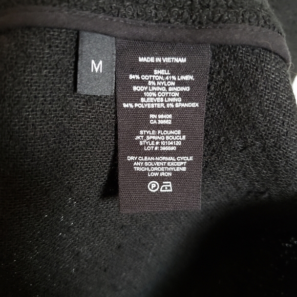 Theory Black Fringe Tweed Jacket Sz M - Picture 7 of 11